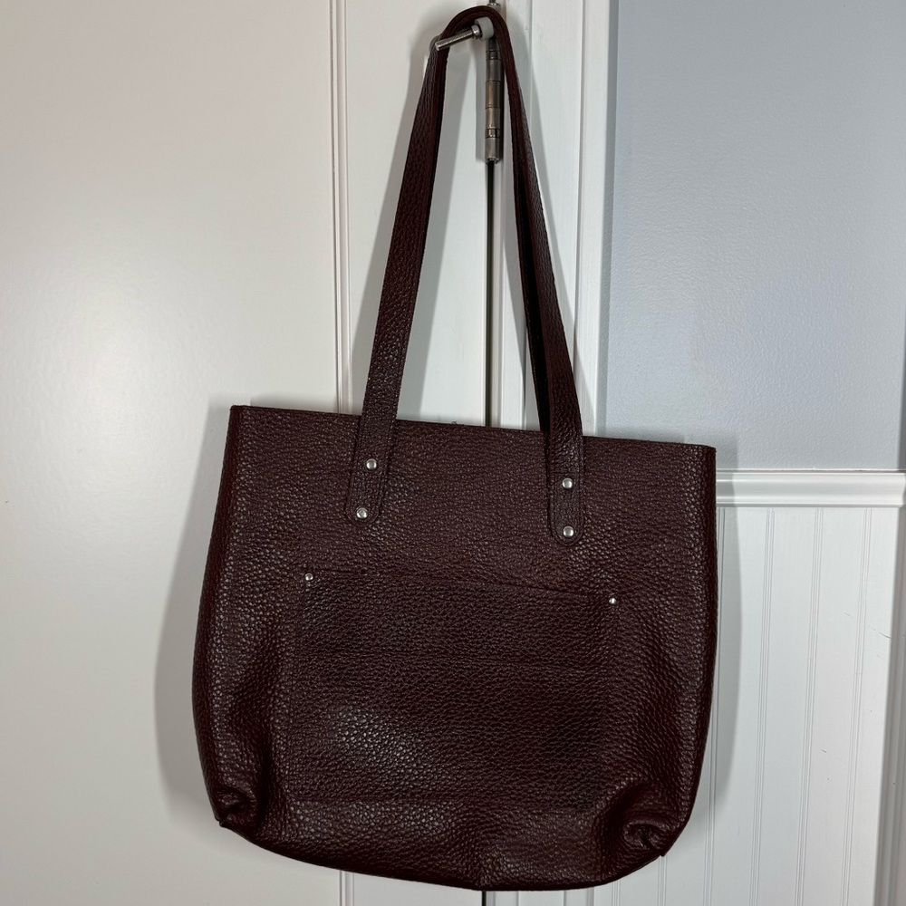HIDES Leather Tote Bag coffee brown mahogany pebbled leather